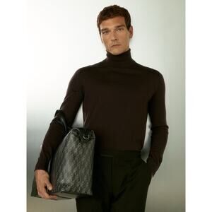 Reiss Caine Slim Fit Merino Wool Roll Neck Jumper Sweater Dark Bordeaux Large